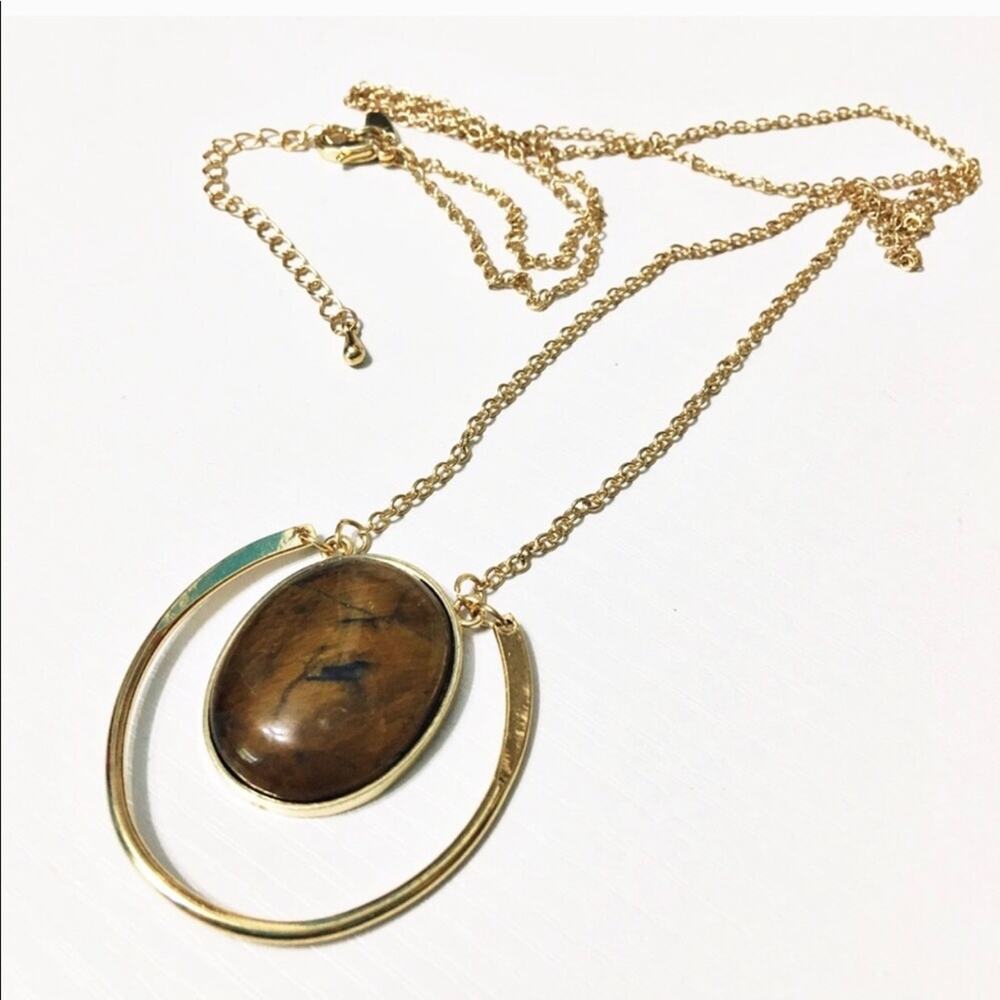NY&Co Tigers Eye Long Pendant Necklace